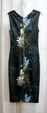 Load image into Gallery viewer, Ted Baker, London - Sleeveless Black &quot;Twilight Orchid&quot; Floral Full Zip Back Dress - Size 2