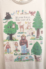 Load image into Gallery viewer, Smokey the Bear (Official) - Smokey &amp; Forest Creatures &quot; It&#39;s your forest. Take Care of it.&quot; Warm Beige T-Shirt - Size S/M