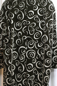 Vintage - Chayes - Dark Gray Green Velvet Swirl Embossed Coat - Size S