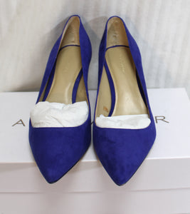 Ann Taylor- "Eryn" Cobalt Flame (Blue) Suede Kitten Heel Pumps - Size 6 (In Box)