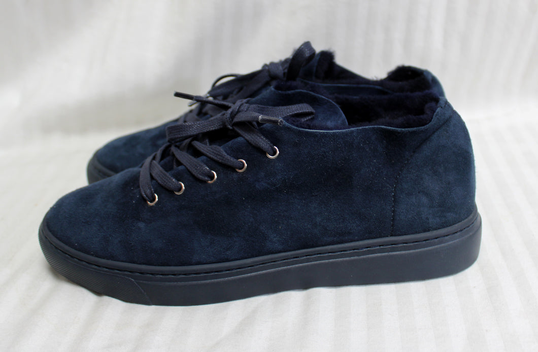 Officine Creative Laboratorio (Italy)- Handmade Blue Suede w/ Shearling Lining Sneakers - Size 8