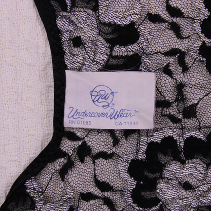 Vintage - Undercover Wear - Black Lace Teddy Bodysuit with a Ruffled Peplum Bottom - Size M