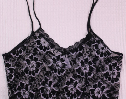 Vintage - Undercover Wear - Black Lace Teddy Bodysuit with a Ruffled Peplum Bottom - Size M