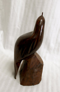 Hand Carved Wooden Quail Statuette- 9.25" h