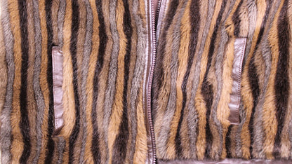 Vintage - London Leathers by Lilli Ann - Faux Fur & Leather Stripped Jacket