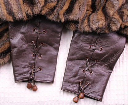 Vintage - London Leathers by Lilli Ann - Faux Fur & Leather Stripped Jacket
