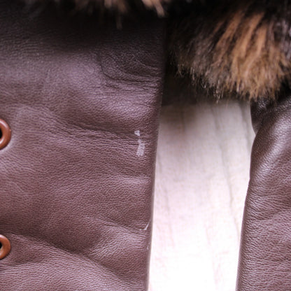 Vintage - London Leathers by Lilli Ann - Faux Fur & Leather Stripped Jacket
