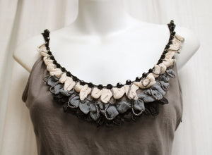 Yoana Baraschi - Black, Beige & Gray Fit & Flare Mini Dress with Beading Neckline Embellishments - Size 2