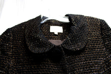 Load image into Gallery viewer, Alberto Makali - Black &amp; Brown Textured Midweight Coat w/ Metallic Gold Threads - Size 4