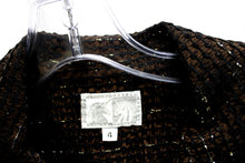 Load image into Gallery viewer, Alberto Makali - Black &amp; Brown Textured Midweight Coat w/ Metallic Gold Threads - Size 4