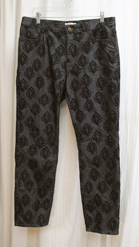 Coldwater Creek - Black On Black Raised Flocked Velvet Pattern Jeans - Size 12