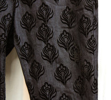 Load image into Gallery viewer, Coldwater Creek - Black On Black Raised Flocked Velvet Pattern Jeans - Size 12