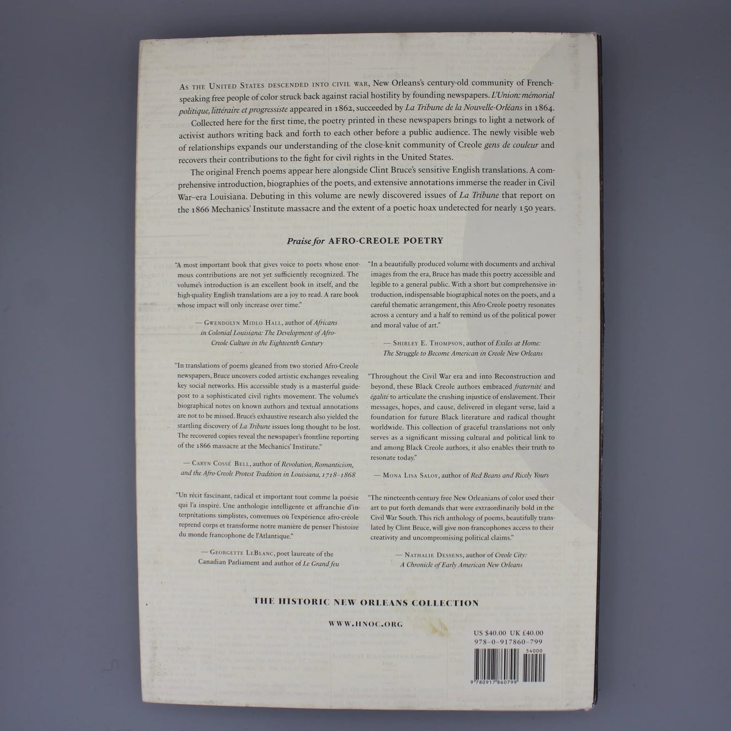 The Historic New Orleans Collection - Afro-Creole Poetry in French from Louisiana's Radical Civil War-Era Newspapers Translated and Introduced by Clint Bruce