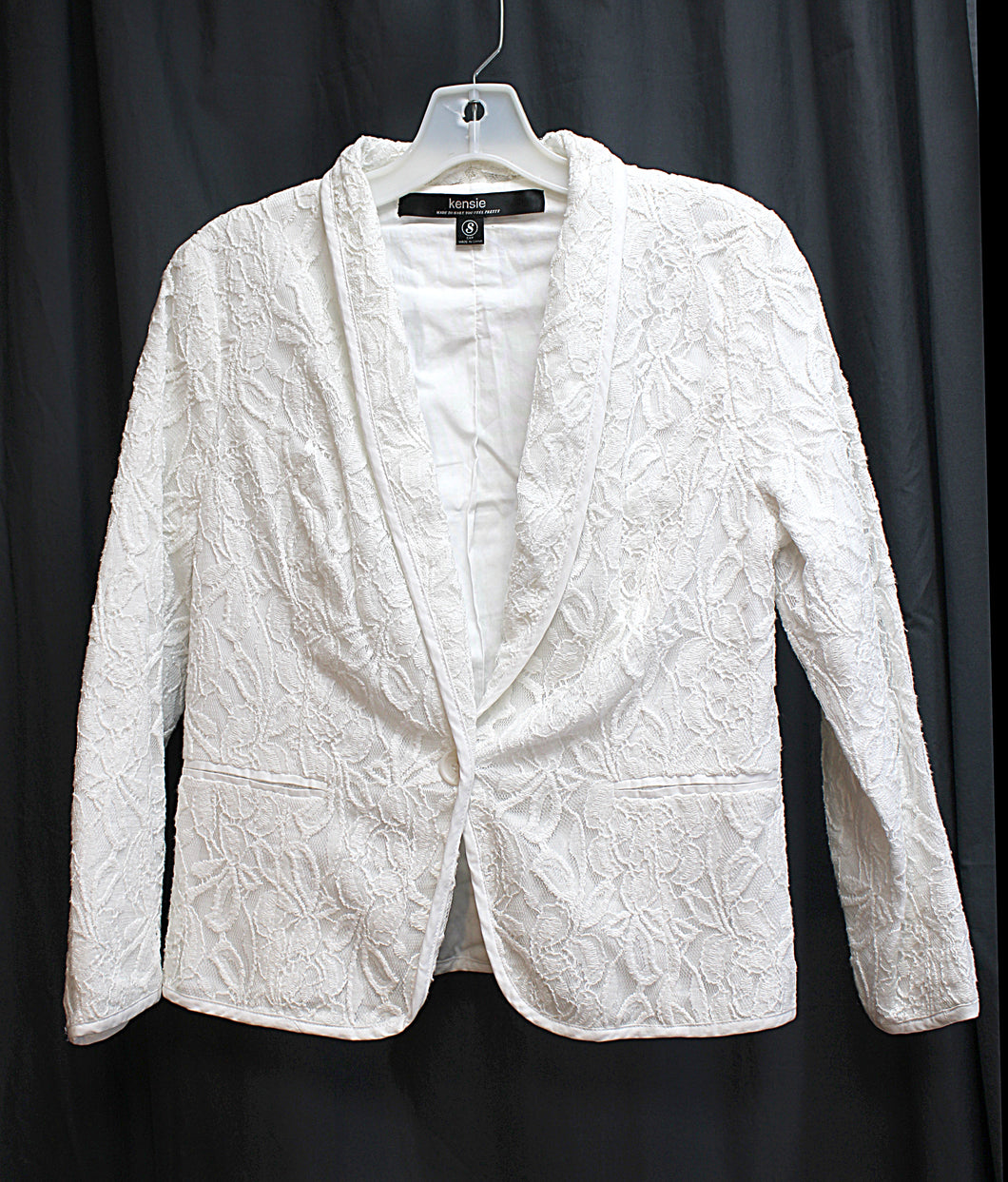 Kensie - White Lace One Button  Blazer Jacket - Size S