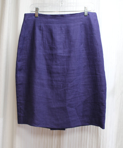Vintage - Sake - Dark Grape Linen Skirt - Size 12 (Vintage 30