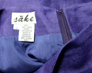 Vintage - Sake - Dark Grape Linen Skirt - Size 12 (Vintage 30" Waist)