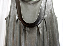 Load image into Gallery viewer, Vintage - Fighting Eel (Hawaii) - Sleeveless Scoop Neck Silver Metallic Dark Gray Mini Dress - Size M
