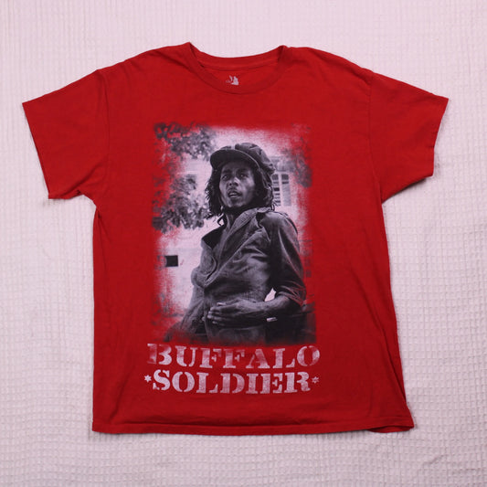 Zion Rootswear - Red Bob Marley Graphic T-shirt - Size L