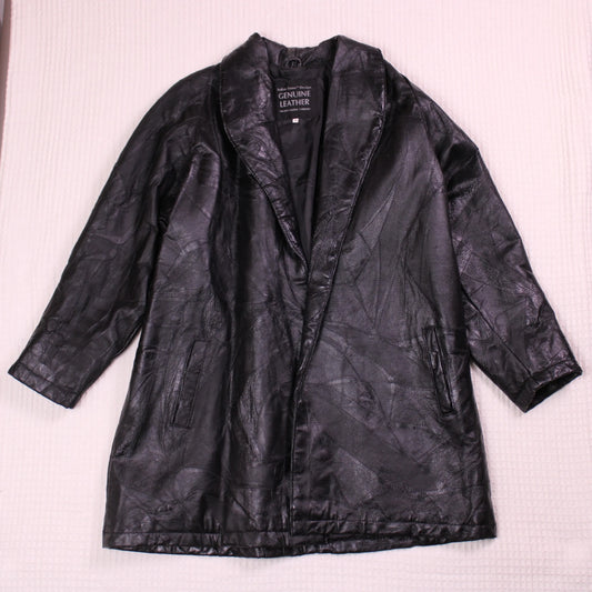 Italian Stone Design - Vintage - Black Patchwork Leather Jacket - Size XXL