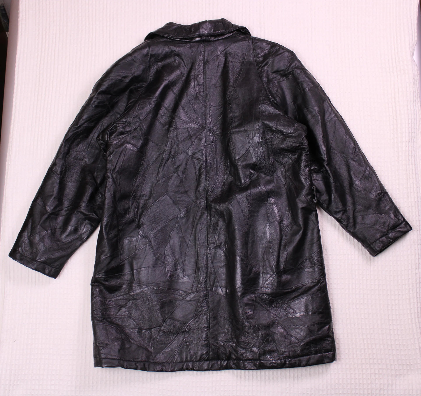 Italian Stone Design - Vintage - Black Patchwork Leather Jacket - Size XXL