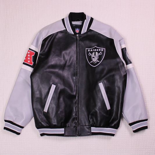 G-III Sports -  Raiders Faux Leather Varsity Jacket - Size L