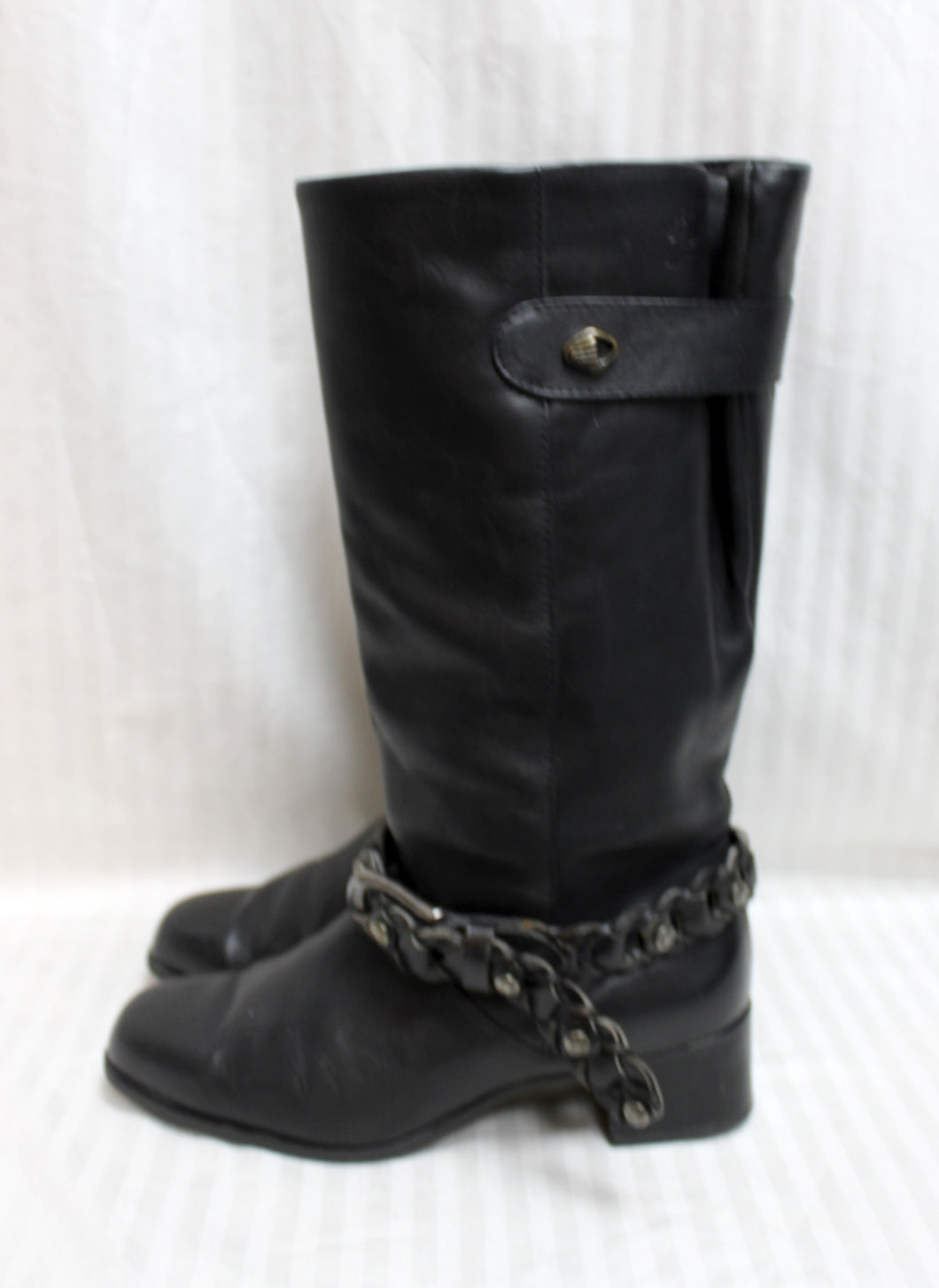 Blondo - Black Leather Heeled Moto Boots - Size 9D (wide)