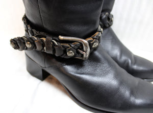 Blondo - Black Leather Heeled Moto Boots - Size 9D (wide)