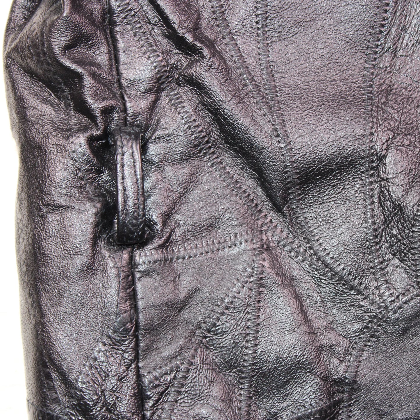 Italian Stone Design - Vintage - Black Patchwork Leather Jacket - Size XXL