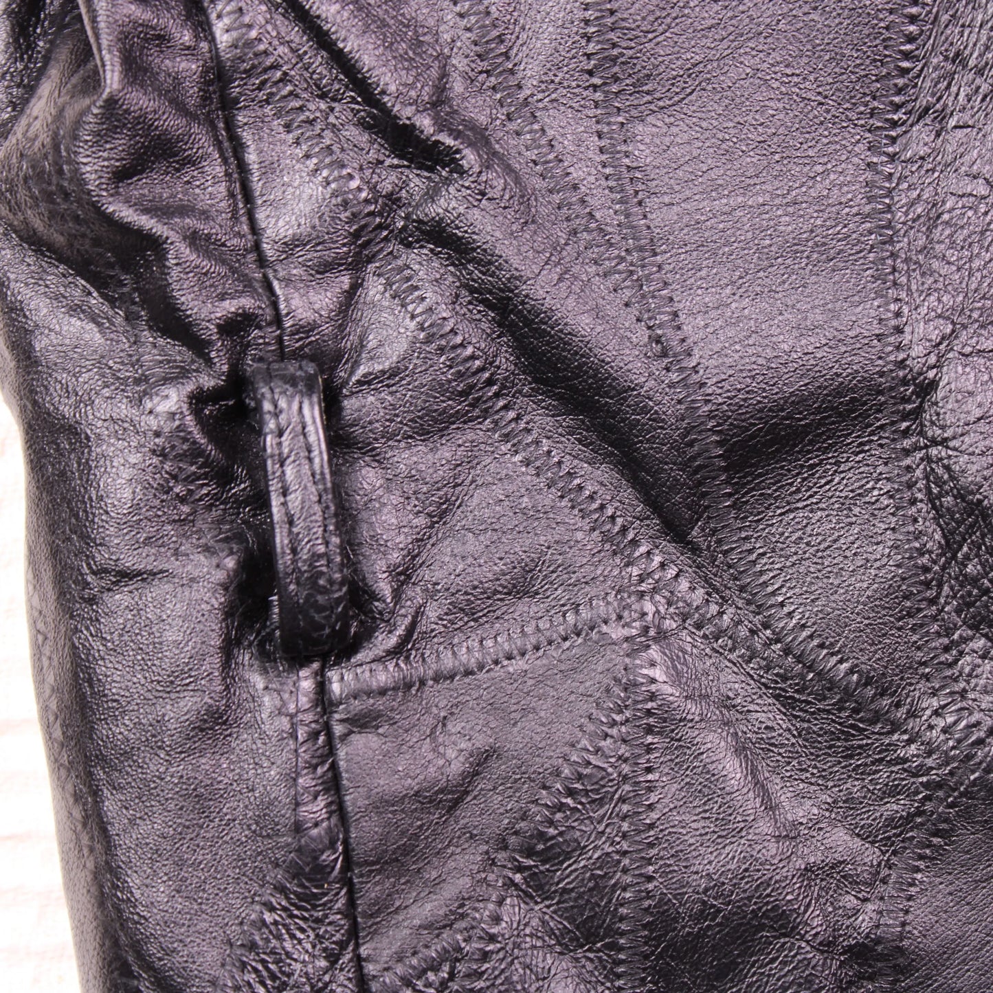 Italian Stone Design - Vintage - Black Patchwork Leather Jacket - Size XXL