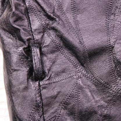 Italian Stone Design - Vintage - Black Patchwork Leather Jacket - Size XXL