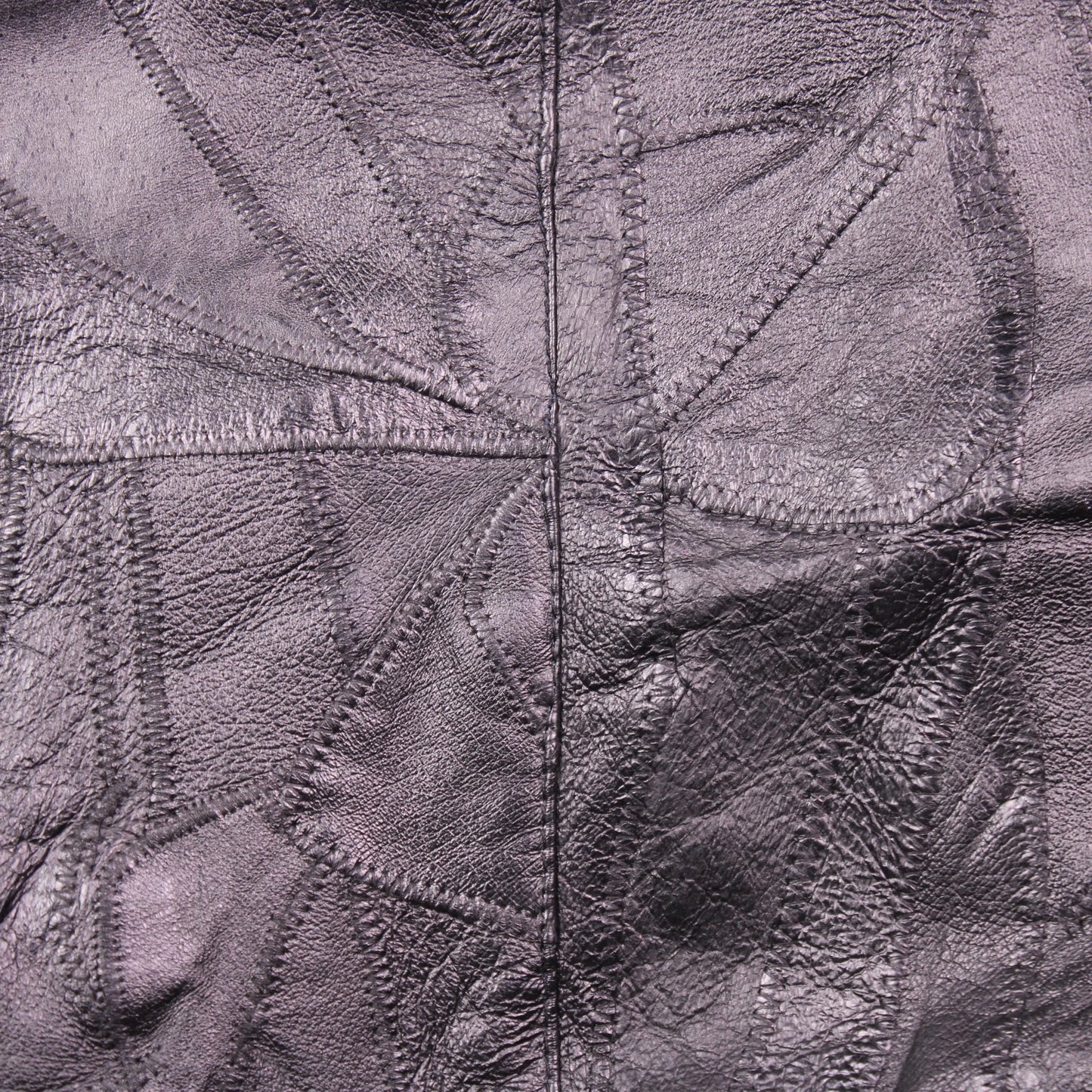 Italian Stone Design - Vintage - Black Patchwork Leather Jacket - Size XXL