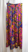 Load image into Gallery viewer, Vintage 60&#39;s/70&#39;s - Bright Paisley fine Barkcloth Maxi Skirt - Size 23.25&quot; Waist