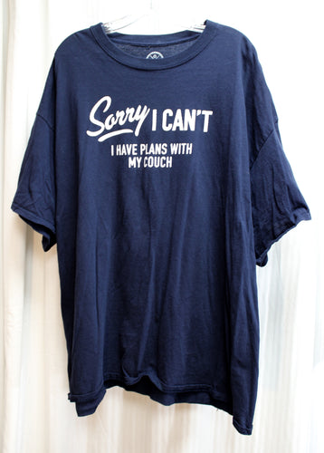 Sorry I Can't, I have Plans With My Couch - Navy Novelty T-Shirt - Size 3XL