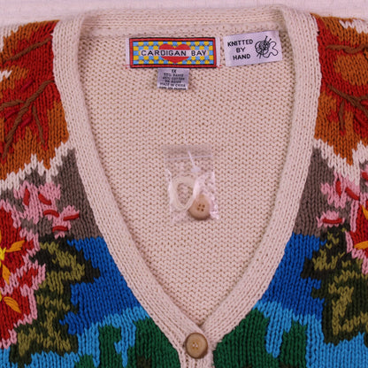Cardigan Bay - Vintage - Autumn Harvest Themed Hand-Knitted Button-Front Sweater - Size 1X