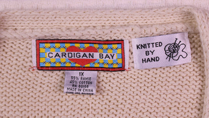 Cardigan Bay - Vintage - Autumn Harvest Themed Hand-Knitted Button-Front Sweater - Size 1X