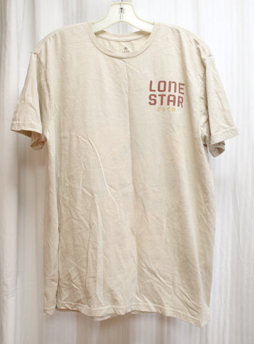 Lone Star Beer - Tan 2 Sided Skeleton Graphic (back) T-Shirt - Size L