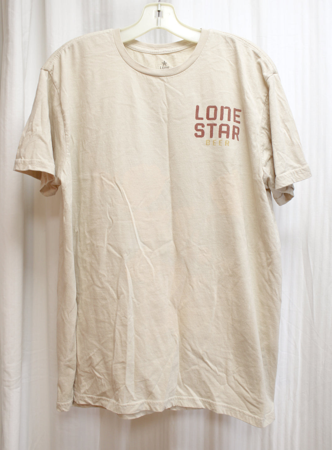 Lone Star Beer - Tan 2 Sided Skeleton Graphic (back) T-Shirt - Size L