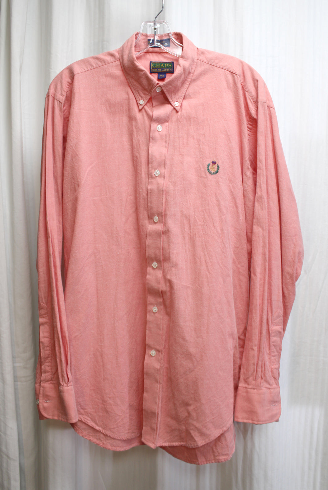 Men's - Ralph Lauren Chaps - Light Red Chambray w/ Chest Logo Button Down Shirt - Size 15.5