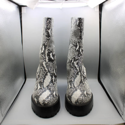 Syro - Black & White Snake Print Boots - Size 12