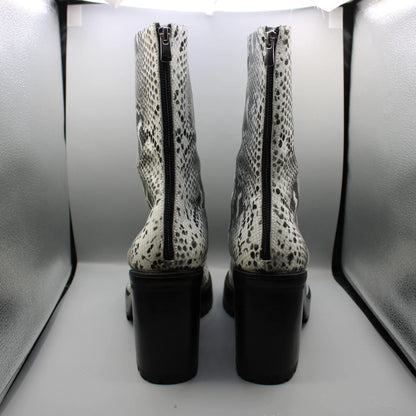 Syro - Black & White Snake Print Boots - Size 12