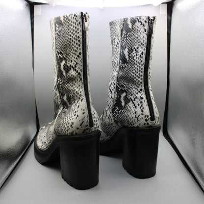 Syro - Black & White Snake Print Boots - Size 12