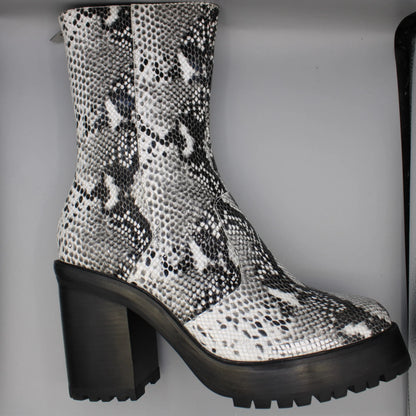 Syro - Black & White Snake Print Boots - Size 12