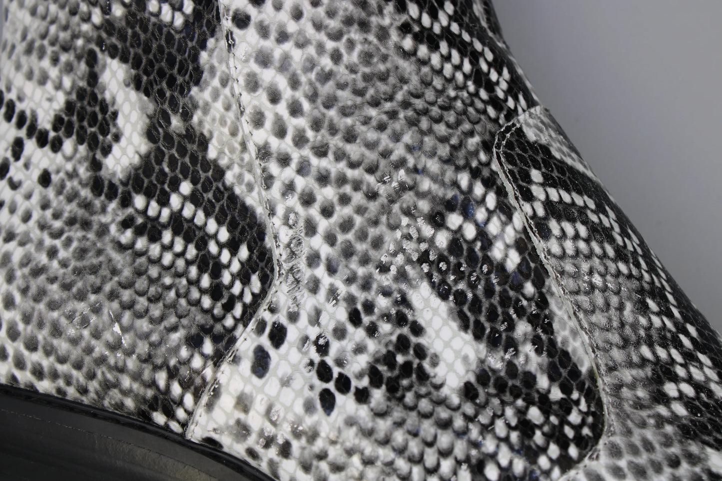 Syro - Black & White Snake Print Boots - Size 12