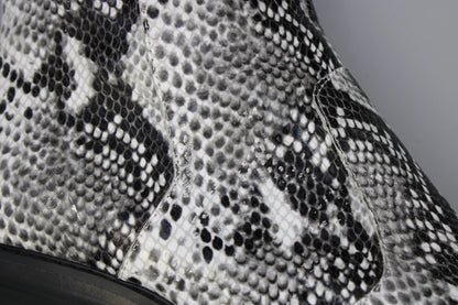 Syro - Black & White Snake Print Boots - Size 12