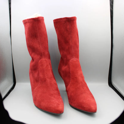 Stuart Weitzman - Red Suede Cling Sock Boots - Size 8M
