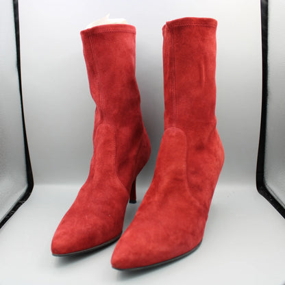 Stuart Weitzman - Red Suede Cling Sock Boots - Size 8M