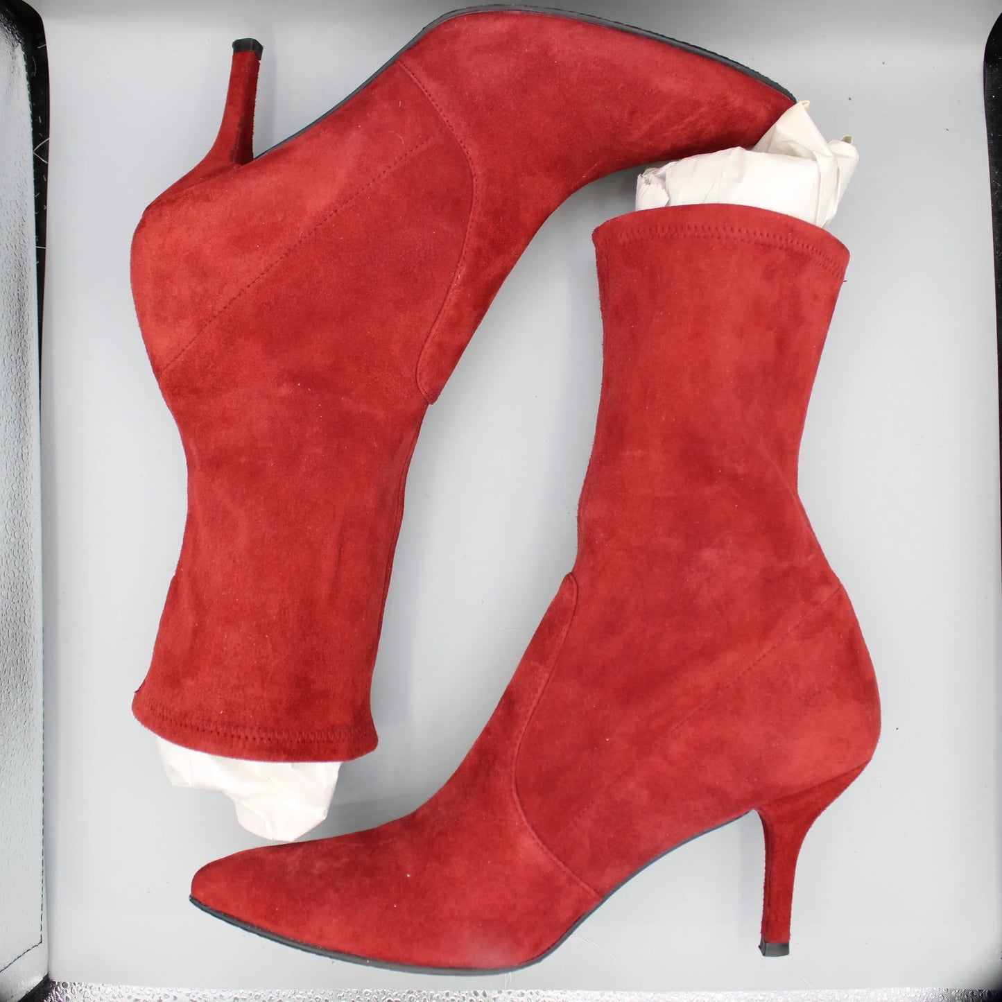 Stuart Weitzman - Red Suede Cling Sock Boots - Size 8M
