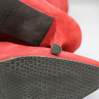 Stuart Weitzman - Red Suede Cling Sock Boots - Size 8M