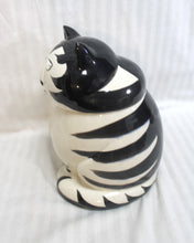 Load image into Gallery viewer, Vintage - Takahashi (San Francisco) - Hand Painted Ceramic Cat w/ Neck Tie - Cookie Jar - 8.75&quot;