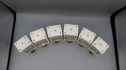 Set of 6 Vintage White Ceramic Cuboid Spice Shakers